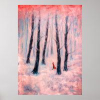 Red Riding Hood-Figur in einem Winterwald