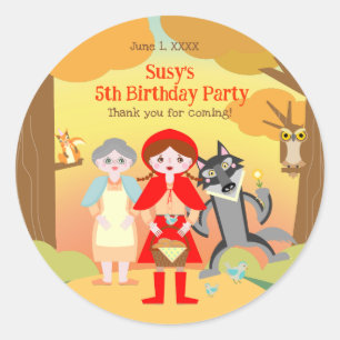 Red Riding Hood Girl Geburtstagsparty Runder Aufkleber