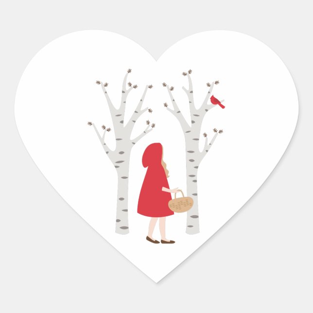 Red Riding Hood Herz-Aufkleber (Vorderseite)