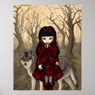 Red Riding Hood im Herbst ART DRUCKEN gothischer W Poster
