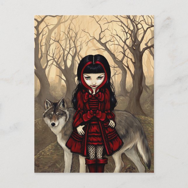 "Red Riding Hood in Herbst" Postkarte (Vorderseite)