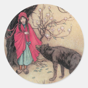 Red Riding Hood Runder Aufkleber