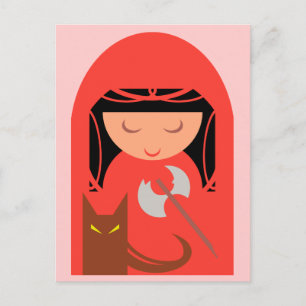 Red Riding Hood und Big Bad Wolf Postkarte