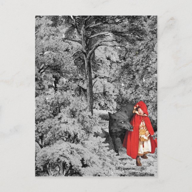 Red Riding Hood und Wolf Postkarte (Vorderseite)
