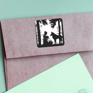 Red Riding Hood Wolf Woods Quadratischer Aufkleber