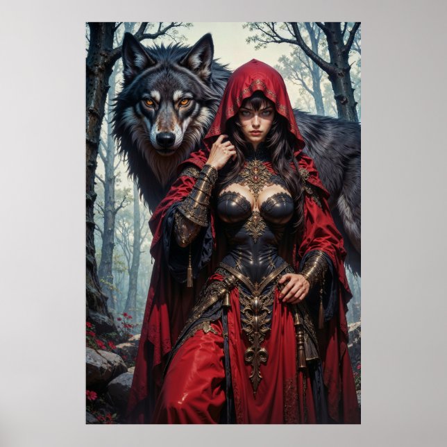 Red Riding Huntress with Wolves Poster (Vorne)