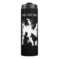 Red Riding in Woods Trees Wolf Black Silhouette