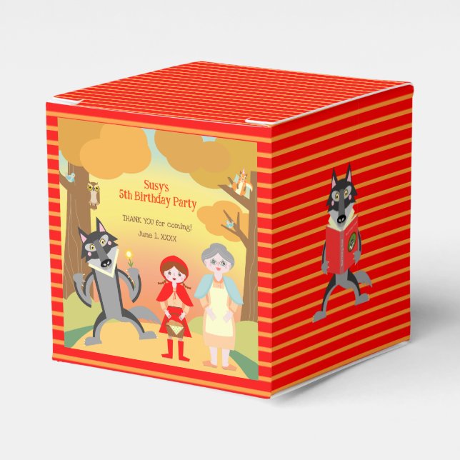 Red RidingHood Girl Geburtstagsparty Geschenkschachtel (Vorderseite)
