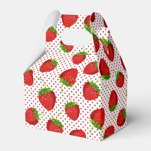 Red Ripe Strawberry and Dots Pattern Geschenkschachtel (Vorderseite)