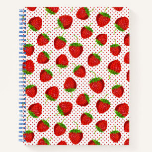 Red Ripe Strawberry and Dots Pattern Journal Notizbuch