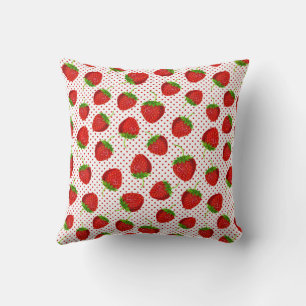 Red Ripe Strawberry and Dots Pattern Kissen