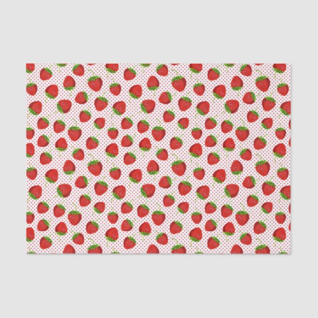 Red Ripe Strawberry and Dots Pattern Seidenpapier (Vorderseite)