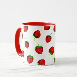 Red Ripe Strawberry Pattern Tasse