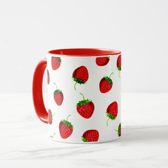 Red Ripe Strawberry Pattern Tasse (Vorderseite Links)