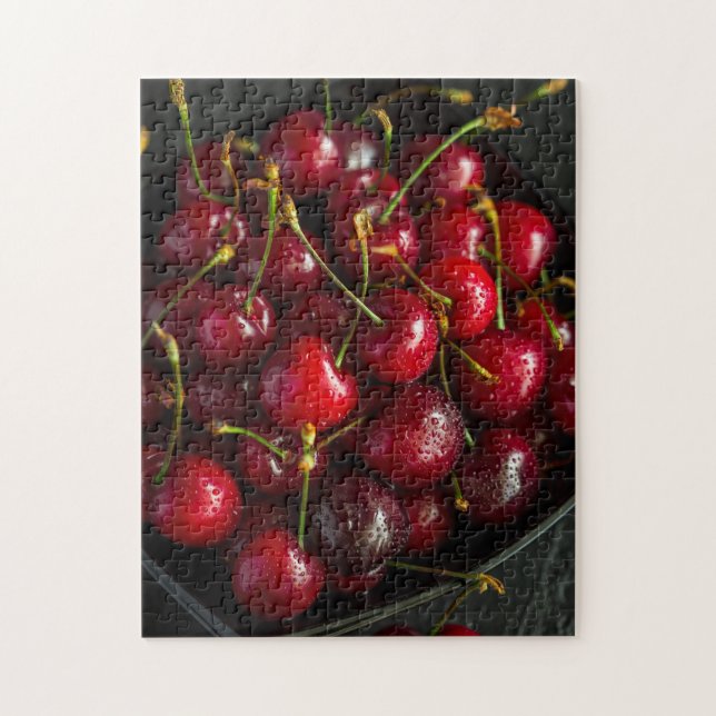 Red Ripe Sweet Cherries Berries Food Frucht Puzzle (Vertikal)