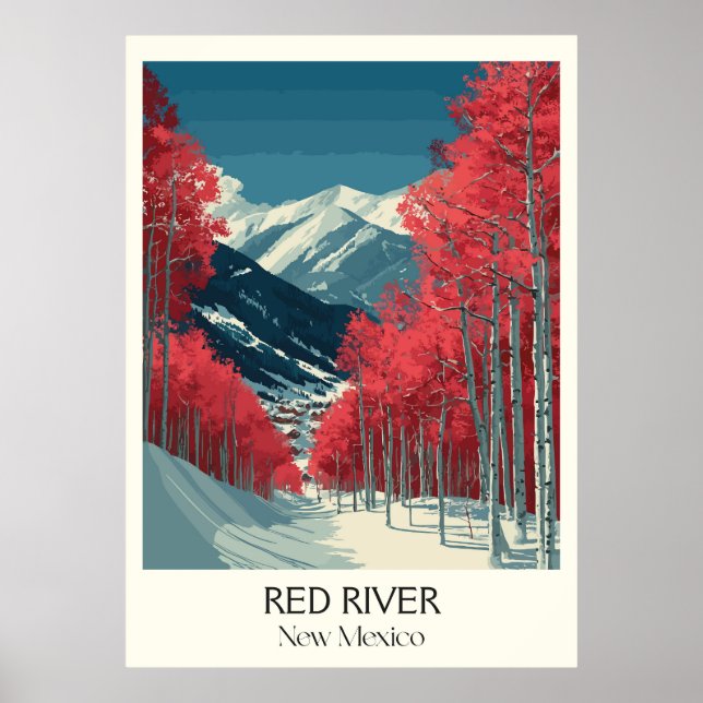 Red River New Mexico Winterfahrt Poster (Vorne)