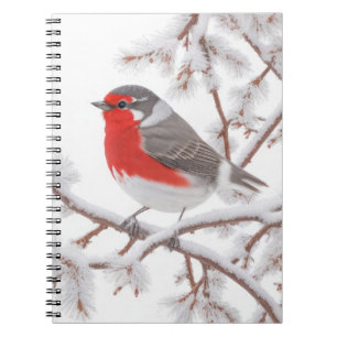 Red Robin Bird in Snow Notizblock