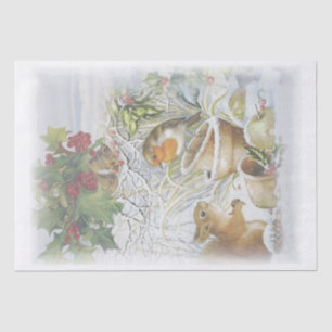 Red Robin Bird Squirrel Winter Weihnachten Seidenpapier