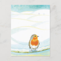 Red Robin Bird & Winter Illustration