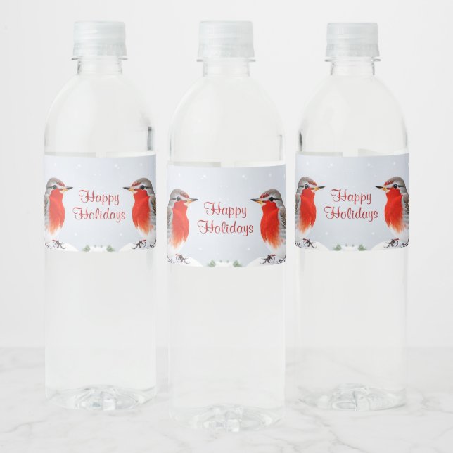 Red Robin Holiday Weihnachts Wasser Flasche Etiket Wasserflaschenetikett (Flaschen)