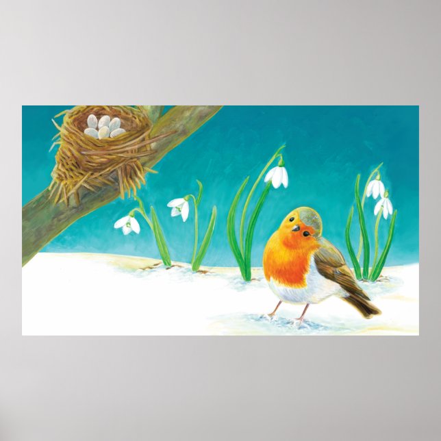 Red Robin Illustration Poster (Vorne)