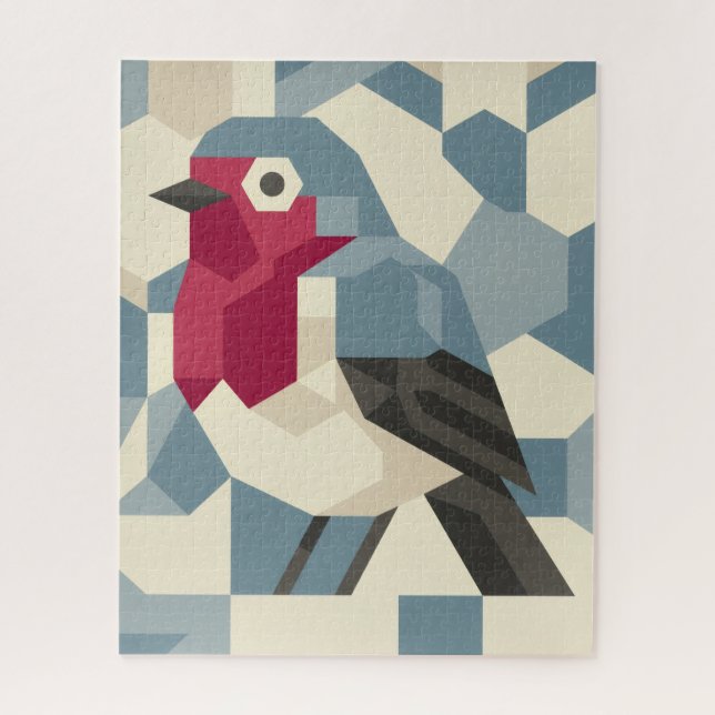 Red Robin in Vector Block Jigsaw Puzzle (Vertikal)