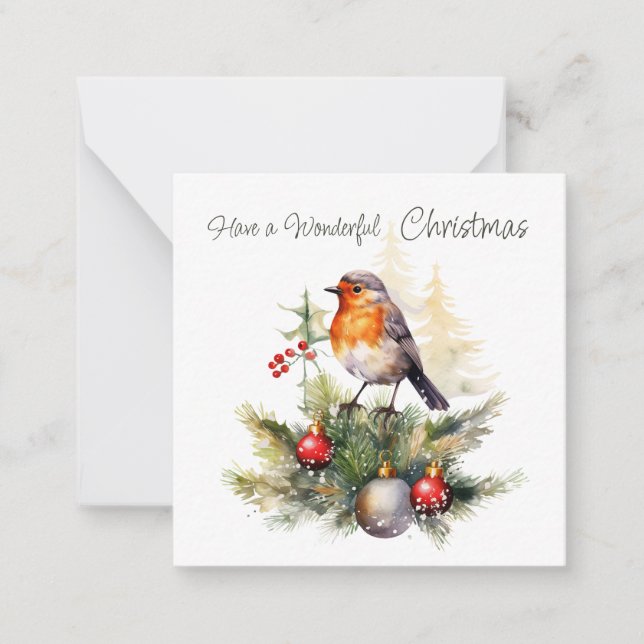 Red Robin Pine Christmas Enclosure Card Mitteilungskarte (Vorderseite)