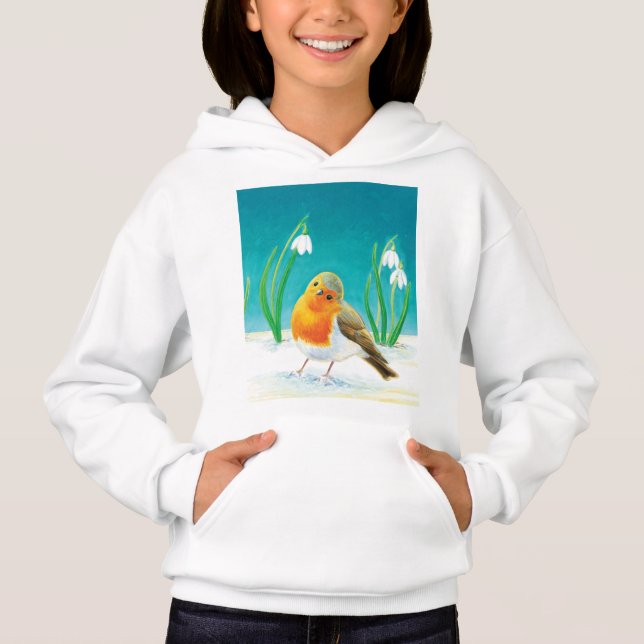 Red Robin und Snowdrops Hoodie (Vorderseite)