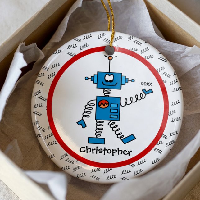 Red Robot Personalisiert Boy Weihnachtsschmuck (Von Creator hochgeladen)