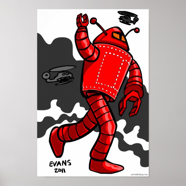 Red Robot Rampaging Poster (Vorne)