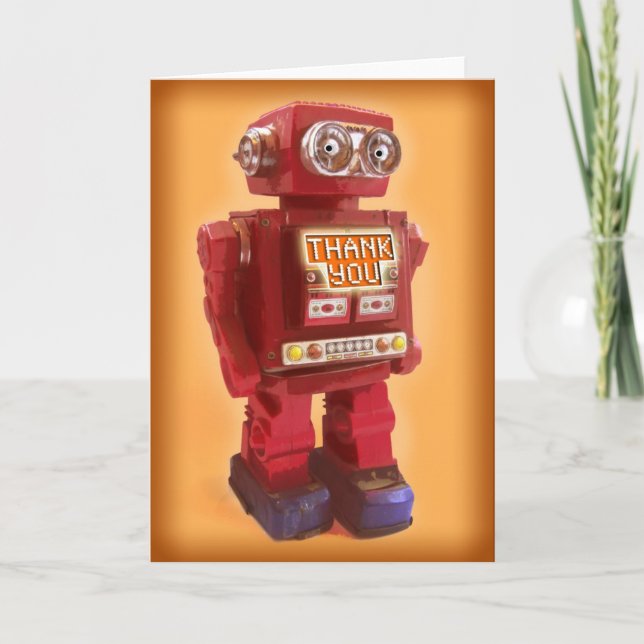 Red Robot Vielen Dank Dankeskarte (Vorderseite)