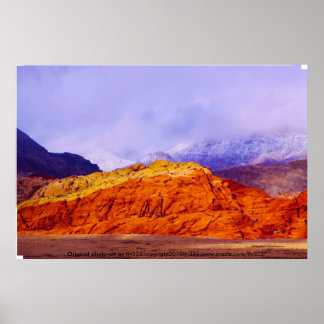 Red Rock and Clouds Print Poster