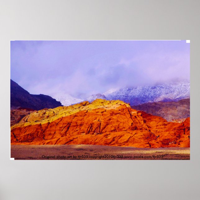 Red Rock and Clouds Print Poster (Vorne)