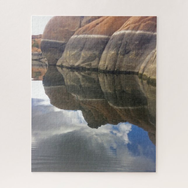 Red Rock Lake Water Reflection Foto Landschaft Puzzle (Vertikal)
