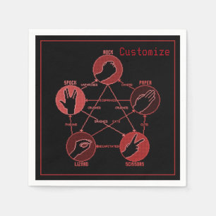 Red Rock Paper Scissard Spock Napkins Serviette