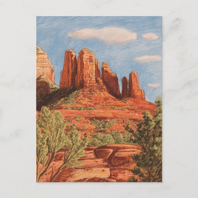 Red Rock, Sedona, Arizona, Crayon zeichnend Postkarte (Vorderseite)