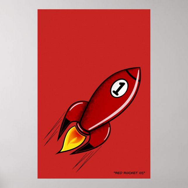 "Red Rocket 01" - Poster der Raketenserie (Rot) (Vorne)