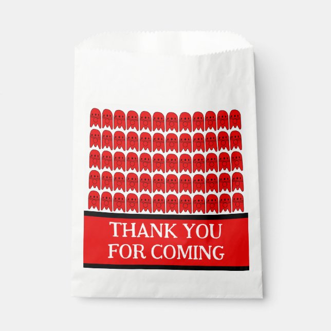 Red Rocket Ship Geburtstagsparty Geschenktütchen (Vorderseite)