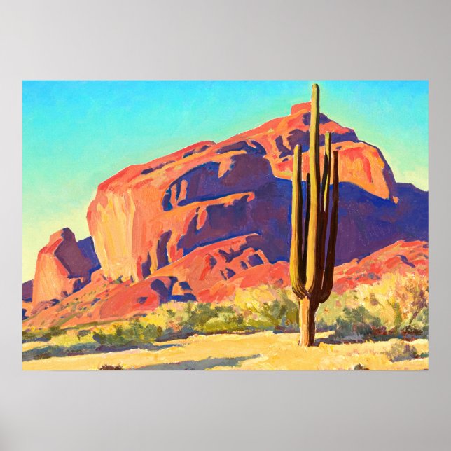 Red Rocks and Cactus, 1945 von Maynard Dixon Poster (Vorne)