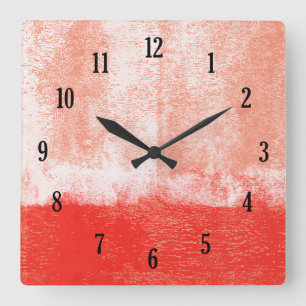 Red rolled paint clock quadratische wanduhr