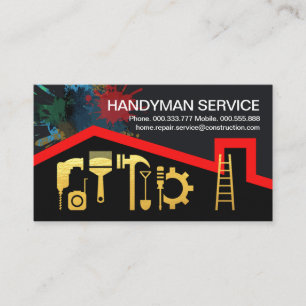 Red Roof Paint Spritzer Gold Tools Visitenkarte