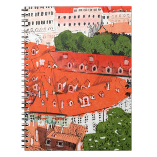Red Roofs Prag Tschechische Stadtbild Collage Sket Notizblock