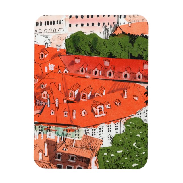 Red Roofs Prag Tschechische Stadtbild Papier Colla Magnet (Vertikal)