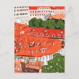 Red Roofs Prag Tschechische Stadtbild Papier Colla Postkarte