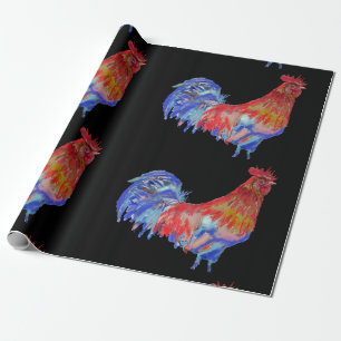 Red Rooster Hähnchen Hühnerente Watercolor Wrappin Geschenkpapier
