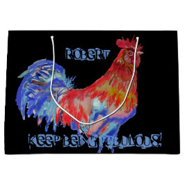 Red Rooster Wasserfarbe Mans Name Geschenk Geschen Große Geschenktüte