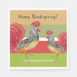 Red Rooster Watercolor Illustration Serviette