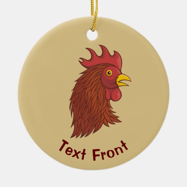 Red Rooster's Head Keramik Ornament (Vorne)