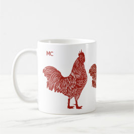 Red Roosters Trio Tasse