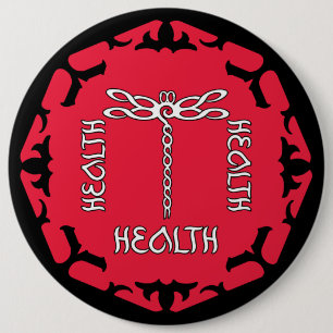 Red Root Chakra "Health" Dragonfly Design Button